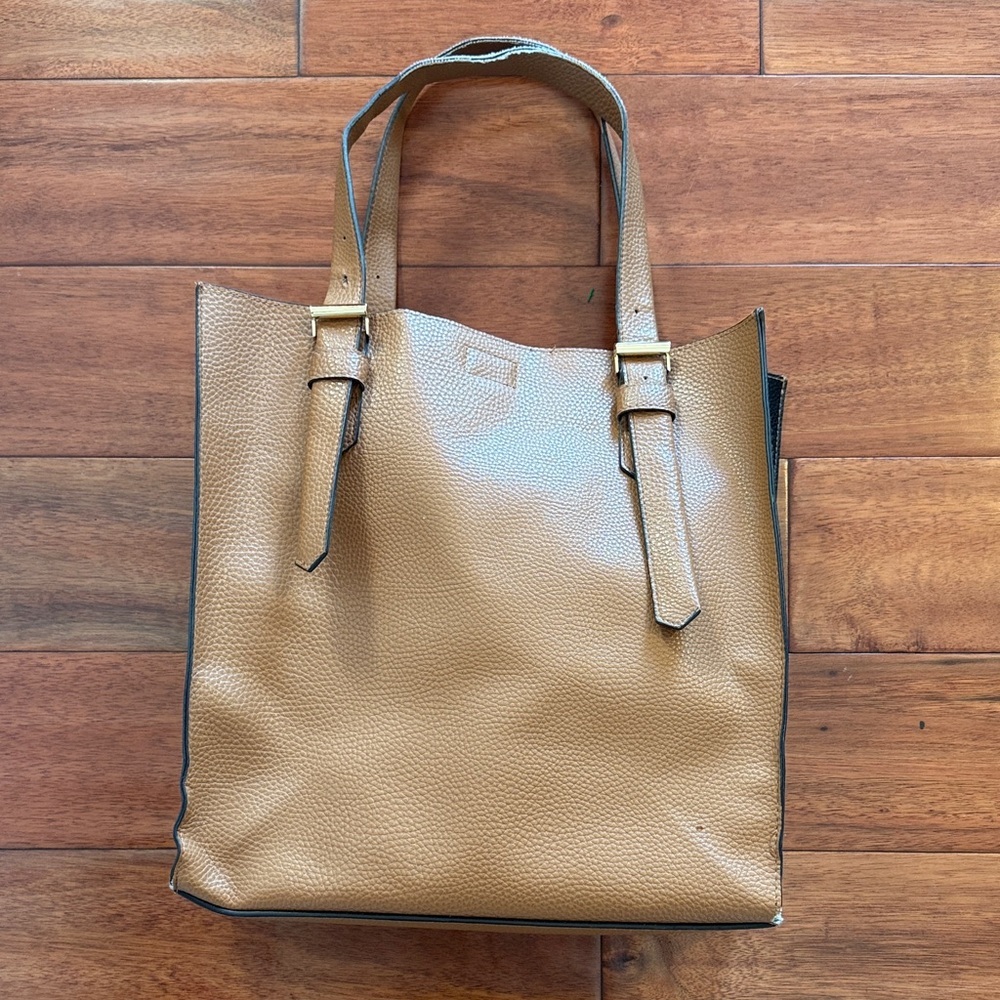 Reed Tan Faux Leather Luxury Tote Bag